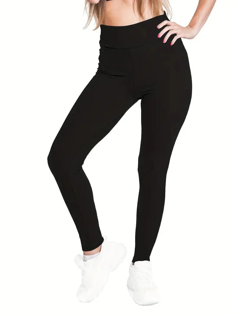 Solid High Waist Stretchy Casual Leggings Pants