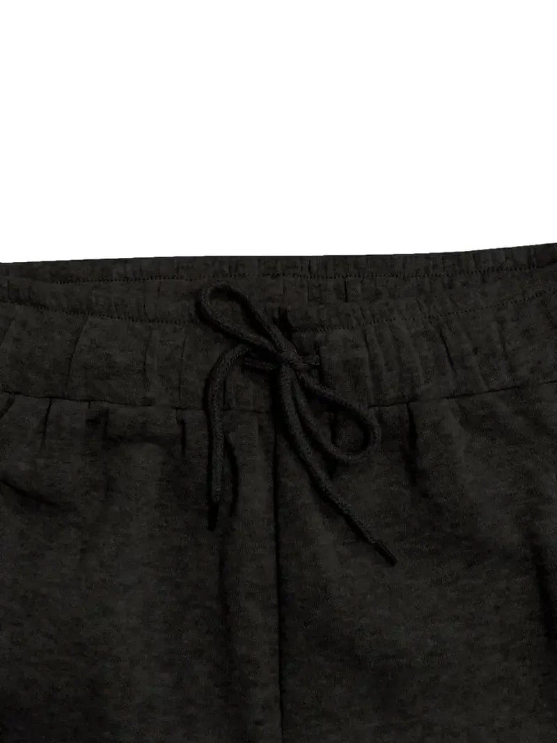 Solid Ruched Adjustable Drawstring Casual Pants