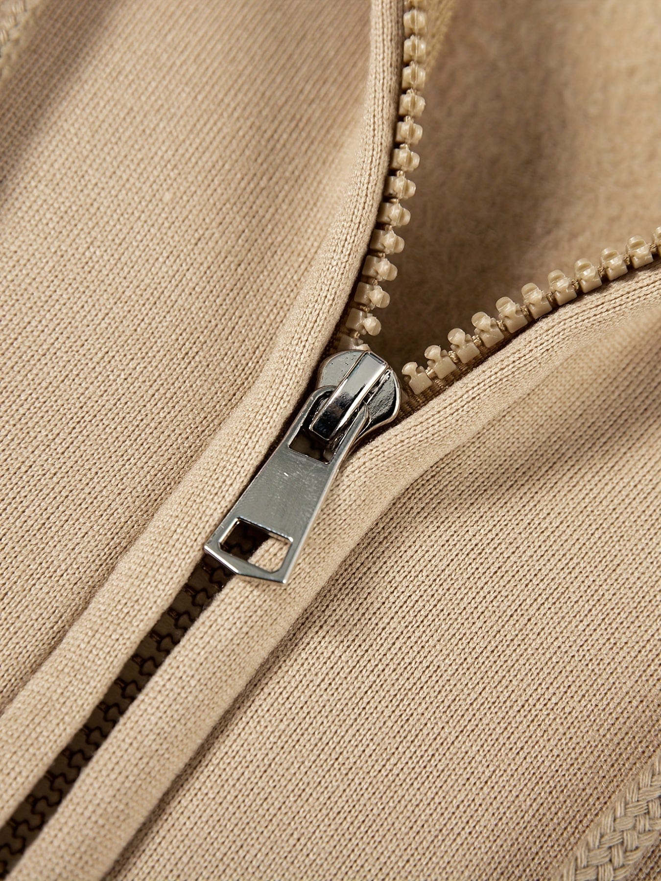 Solid Zipper Long Sleeve Drawstring Hooded Sporty Hoodie