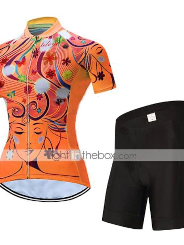 Women's Colorful Floral Cycling Jersey and Shorts Set for Mountain and Road Biking