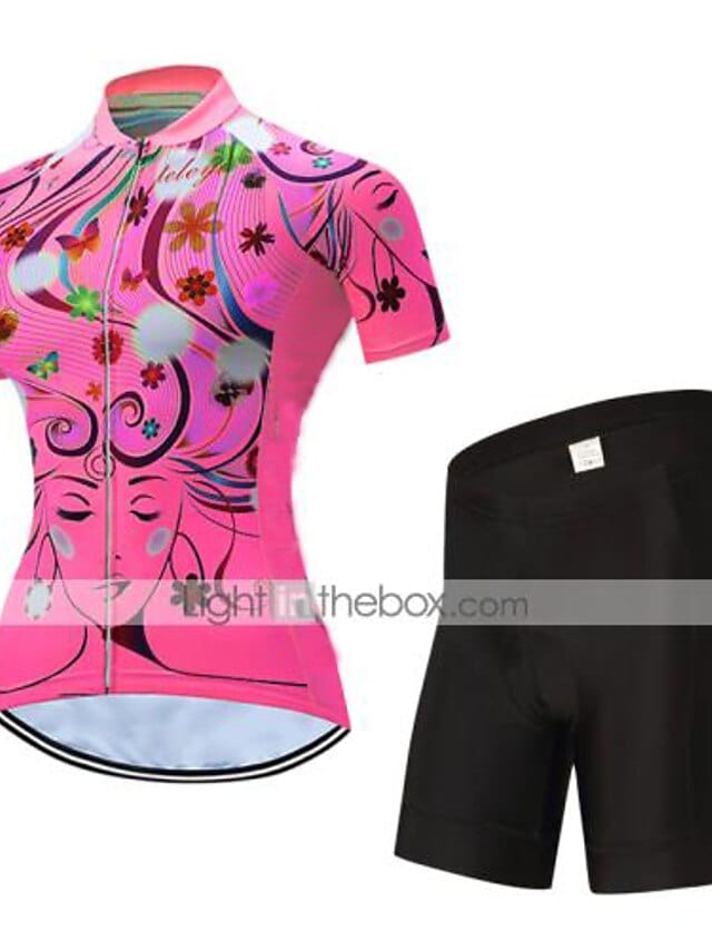 Women's Colorful Floral Cycling Jersey and Shorts Set for Mountain and Road Biking