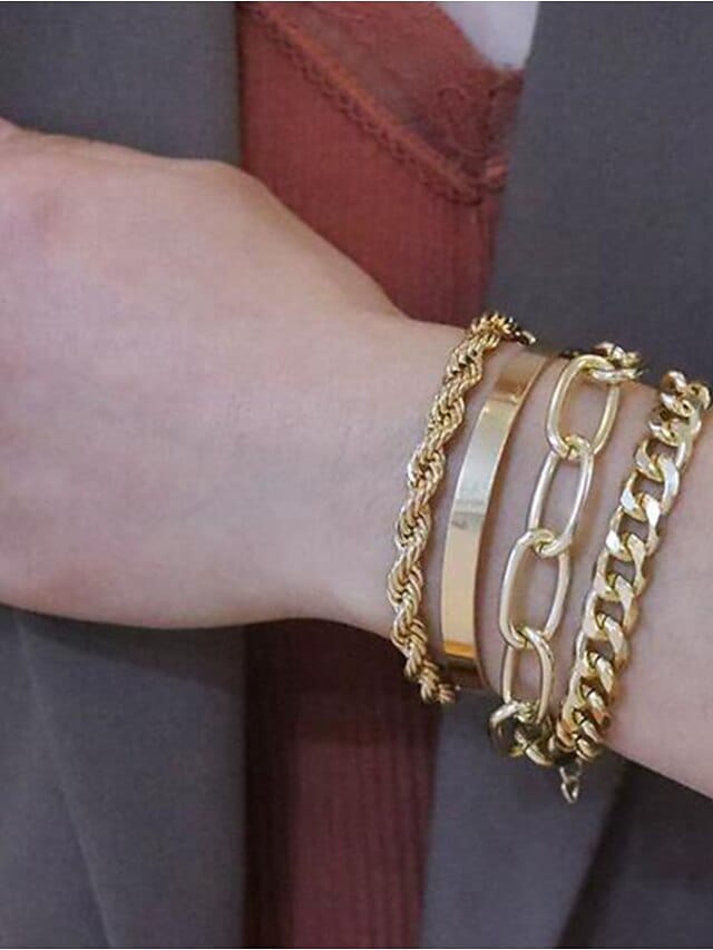 Elegant Alloy Bracelet Set for Women with Punk Twist