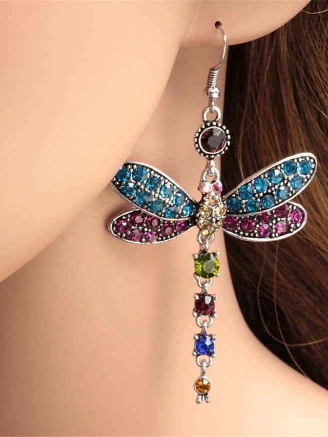 Butterfly Charm Women's Earrings - Blue Alloy Butterfly Design