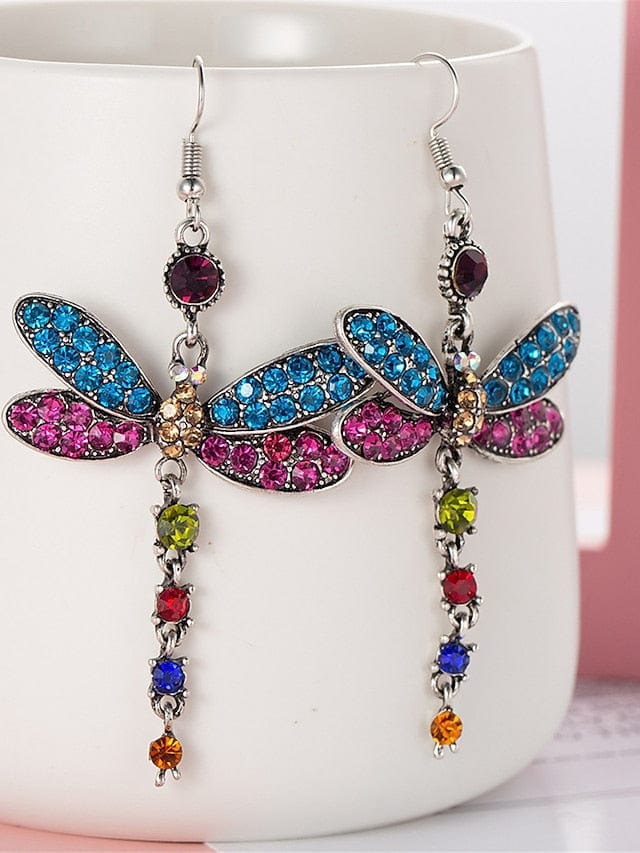Butterfly Charm Women's Earrings - Blue Alloy Butterfly Design