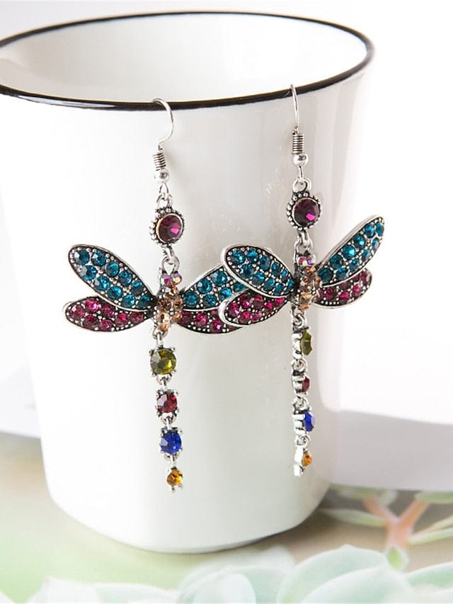 Butterfly Charm Women's Earrings - Blue Alloy Butterfly Design