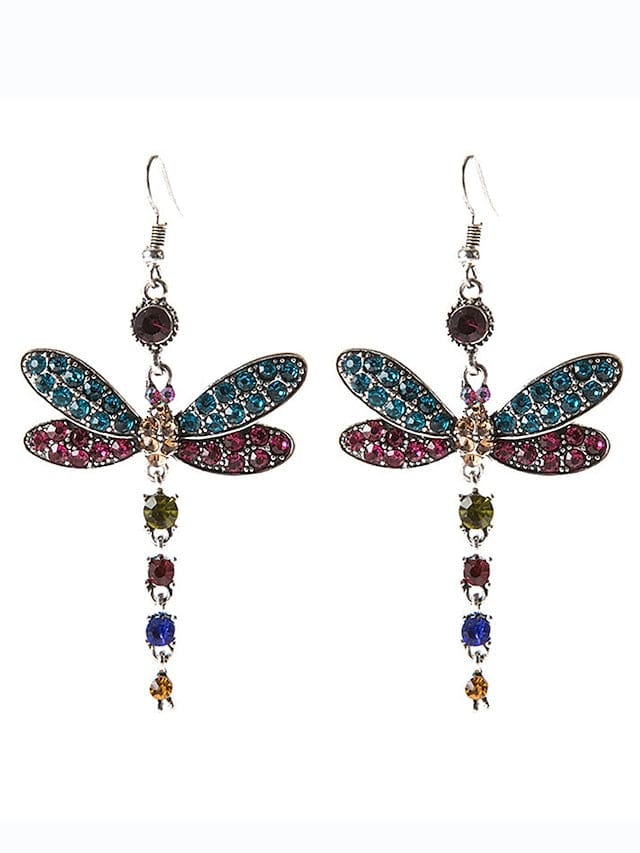 Butterfly Charm Women's Earrings - Blue Alloy Butterfly Design