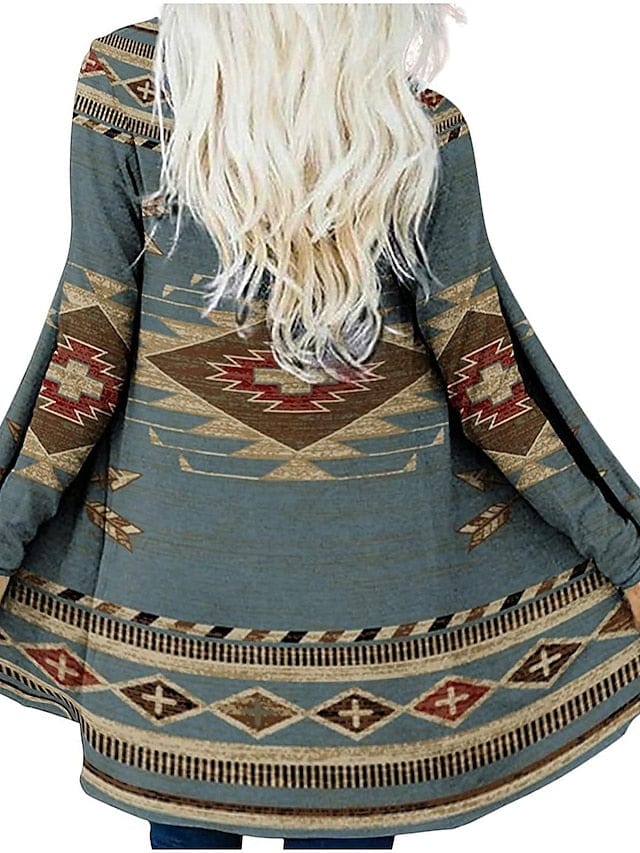 Ethnic Printed Knitted Cardigan for Women