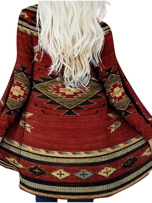 Ethnic Printed Knitted Cardigan for Women