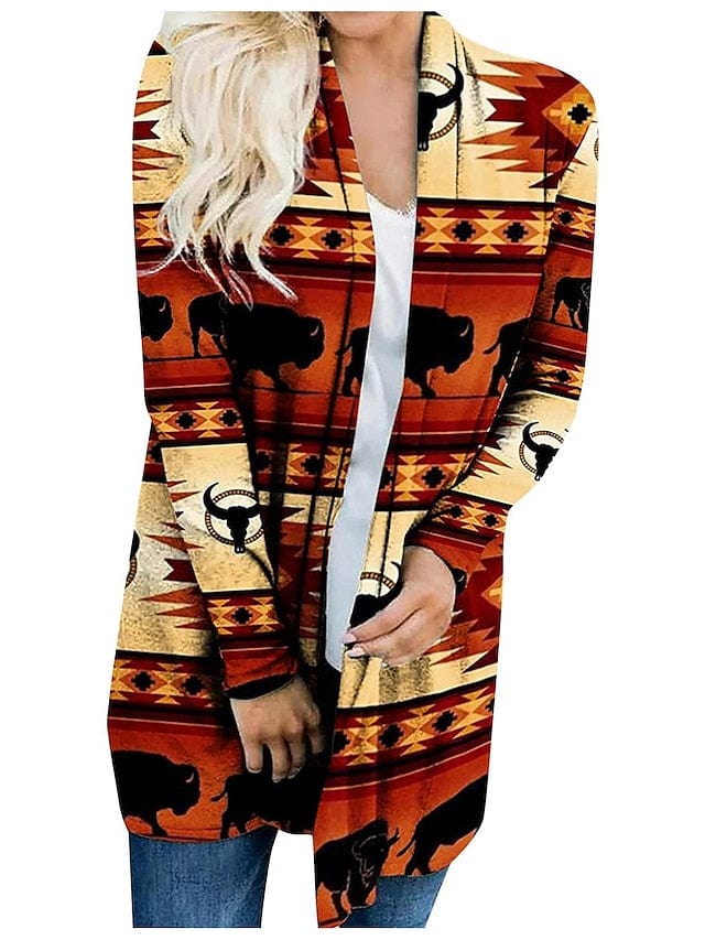 Ethnic Printed Knitted Cardigan for Women