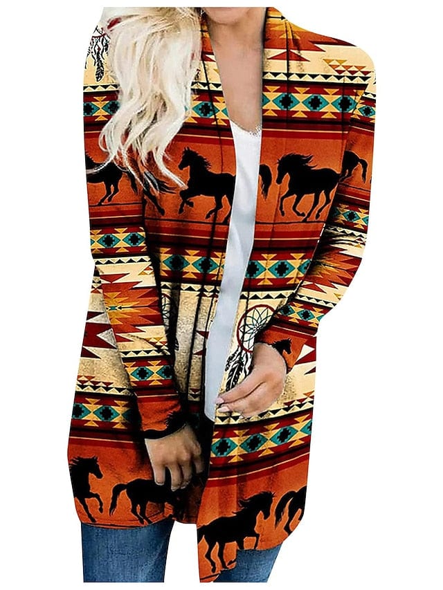 Ethnic Printed Knitted Cardigan for Women