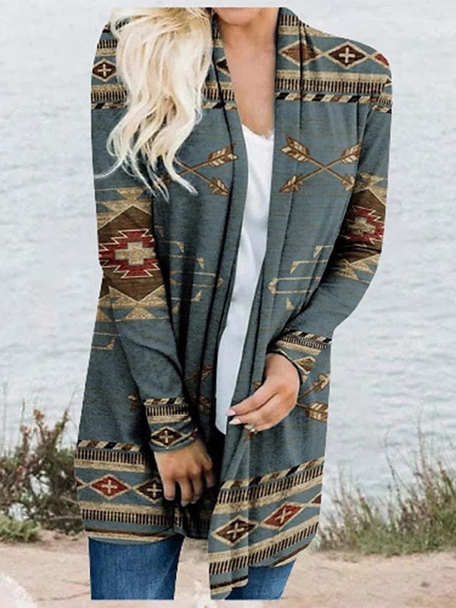 Ethnic Printed Knitted Cardigan for Women