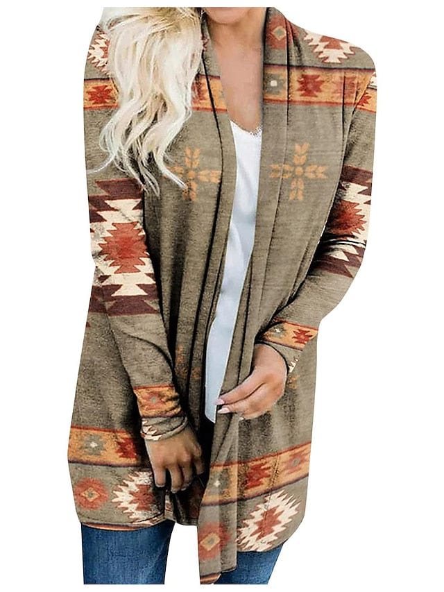Ethnic Printed Knitted Cardigan for Women