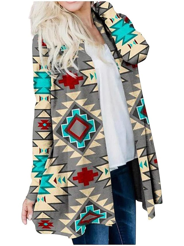 Ethnic Printed Knitted Cardigan for Women