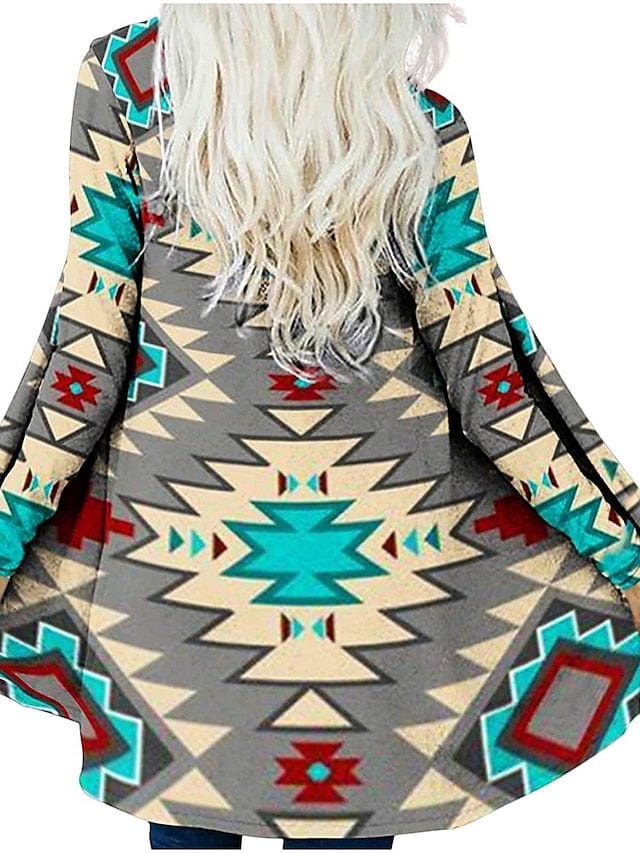 Ethnic Printed Knitted Cardigan for Women