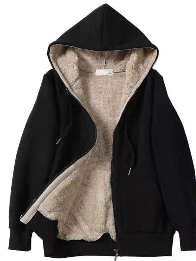 Teddy Coat: Women's Plus Size Fleece Jacket with Hood and Pockets