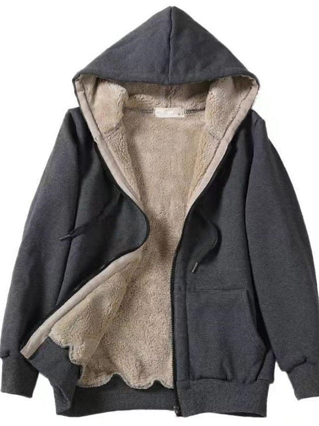 Teddy Coat: Women's Plus Size Fleece Jacket with Hood and Pockets