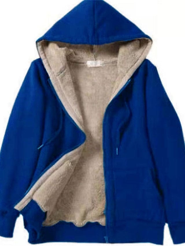 Teddy Coat: Women's Plus Size Fleece Jacket with Hood and Pockets