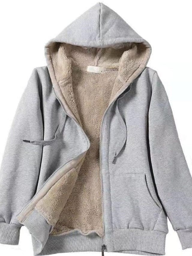 Teddy Coat: Women's Plus Size Fleece Jacket with Hood and Pockets