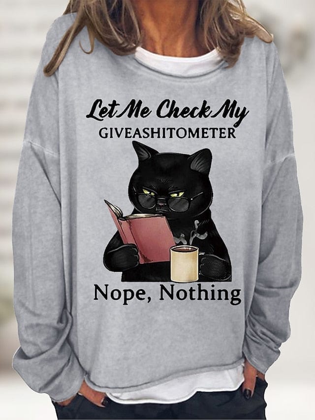 Black Pink Wine Cat Print Long Sleeve Casual Sports Basic Round Neck Regular 3d Cat S Women's Shirt