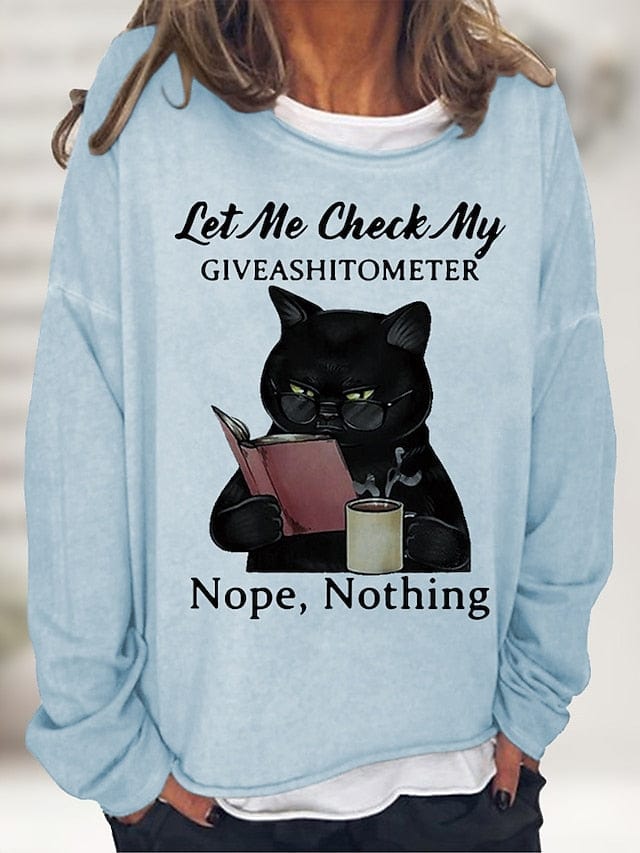 Black Pink Wine Cat Print Long Sleeve Casual Sports Basic Round Neck Regular 3d Cat S Women's Shirt