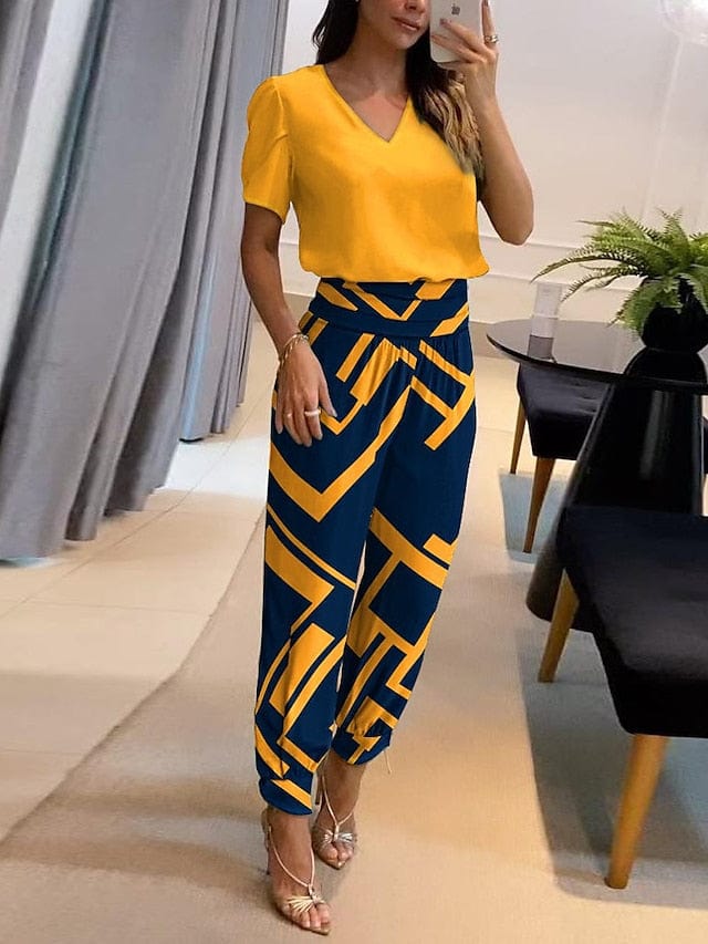 Casual Butterfly Print Women's Shirt and Pants Set