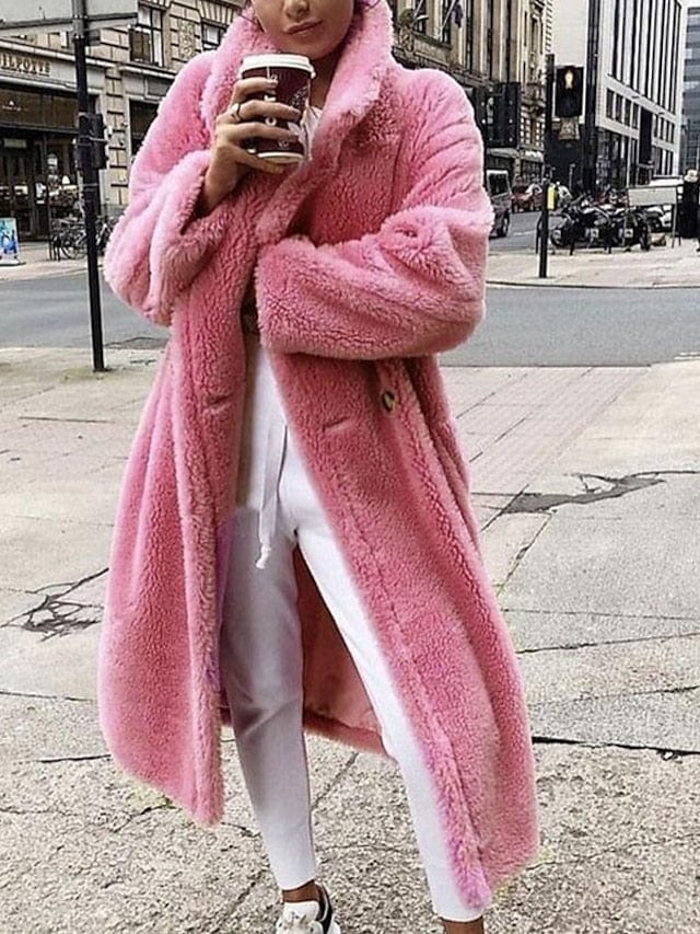 Teddy Fleece Women's Coat Winter Fall Long Sleeve Open Front Warm Jacket