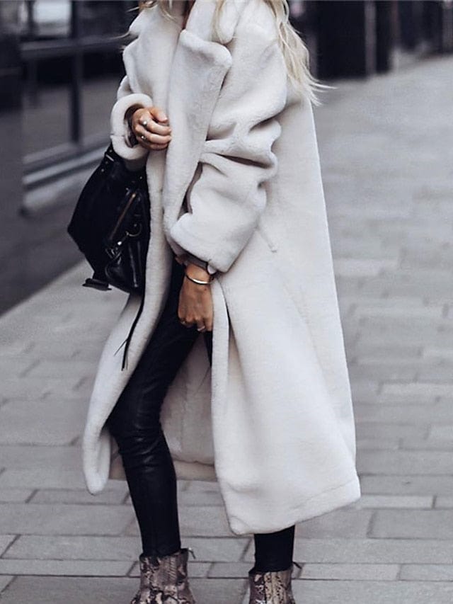 Teddy Fleece Women's Coat Winter Fall Long Sleeve Open Front Warm Jacket