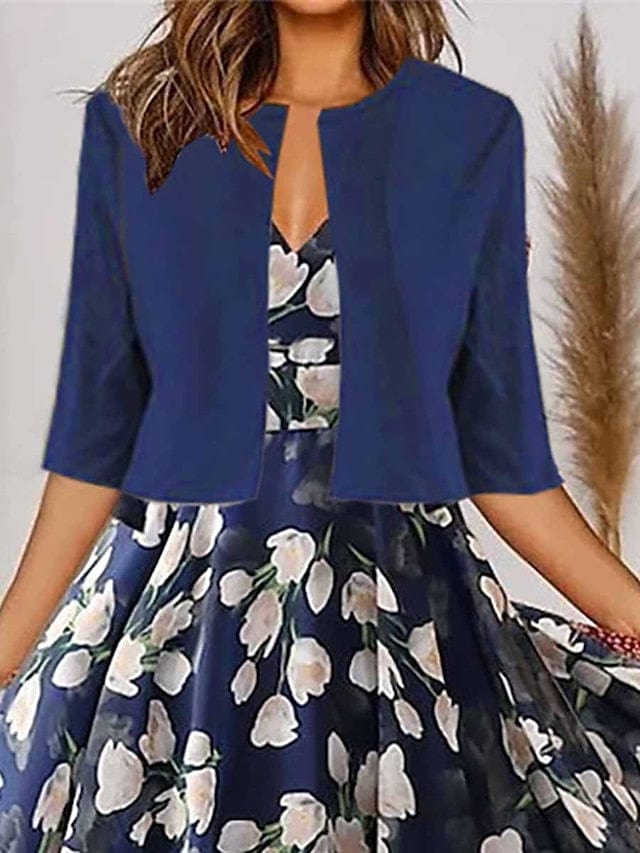 Elegant Floral Print Chiffon Two-Piece Dress Set