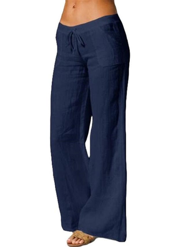 Women's Cotton Faux Linen Wide Leg Pants - Versatile and Comfortable