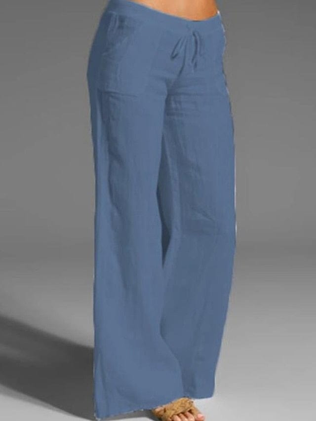 Women's Cotton Faux Linen Wide Leg Pants - Versatile and Comfortable