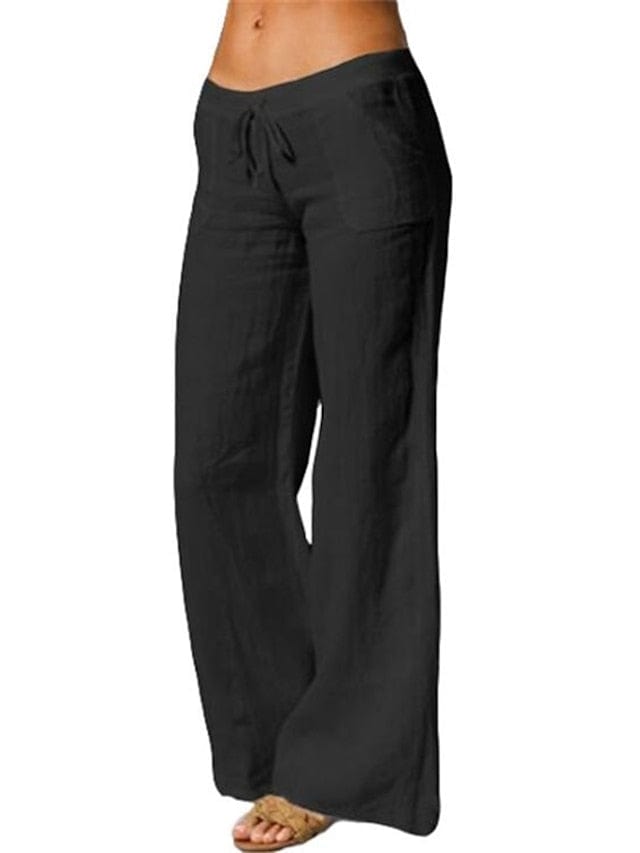 Women's Cotton Faux Linen Wide Leg Pants - Versatile and Comfortable