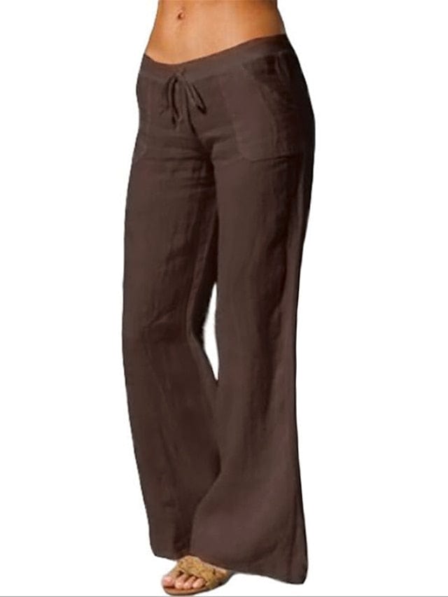 Women's Cotton Faux Linen Wide Leg Pants - Versatile and Comfortable