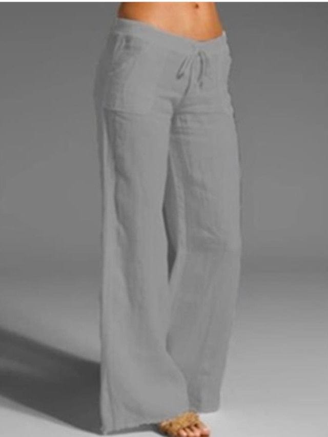 Women's Cotton Faux Linen Wide Leg Pants - Versatile and Comfortable