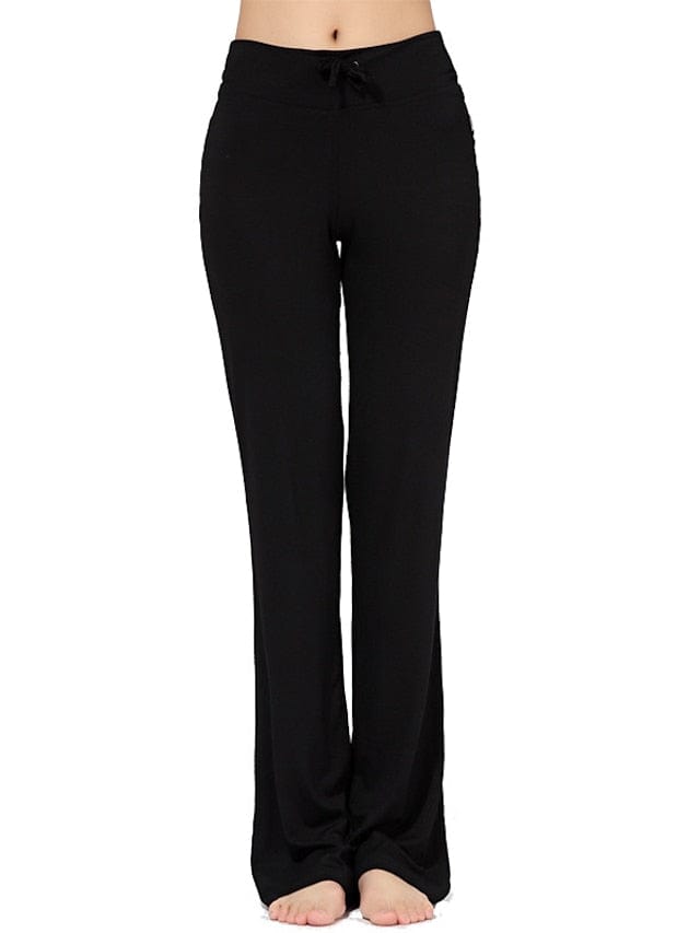 Flare Leg Yoga Pants for Women in White and Black with Drawstring