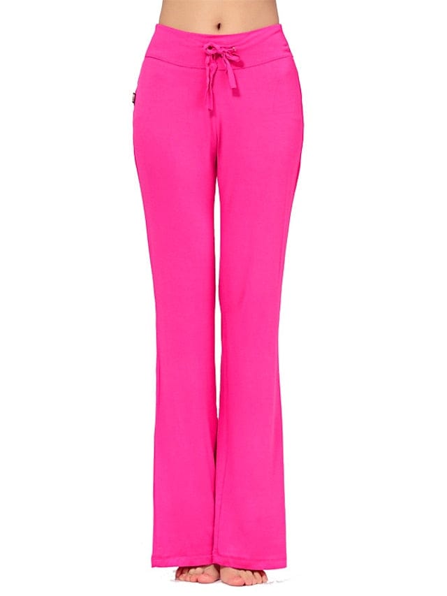Flare Leg Yoga Pants for Women in White and Black with Drawstring