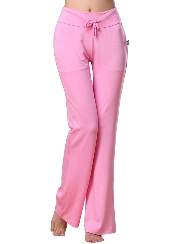 Flare Leg Yoga Pants for Women in White and Black with Drawstring