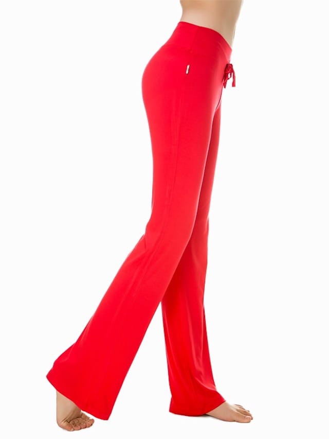 Flare Leg Yoga Pants for Women in White and Black with Drawstring