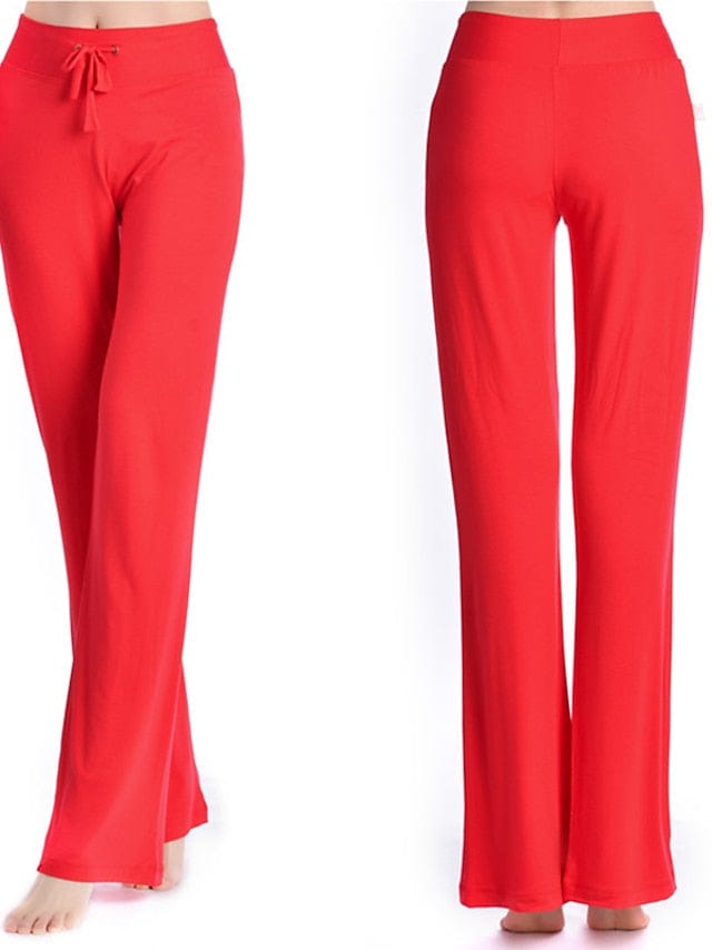 Flare Leg Yoga Pants for Women in White and Black with Drawstring