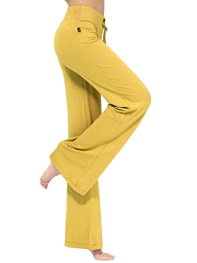 Flare Leg Yoga Pants for Women in White and Black with Drawstring