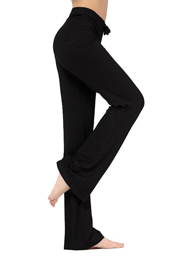 Flare Leg Yoga Pants for Women in White and Black with Drawstring