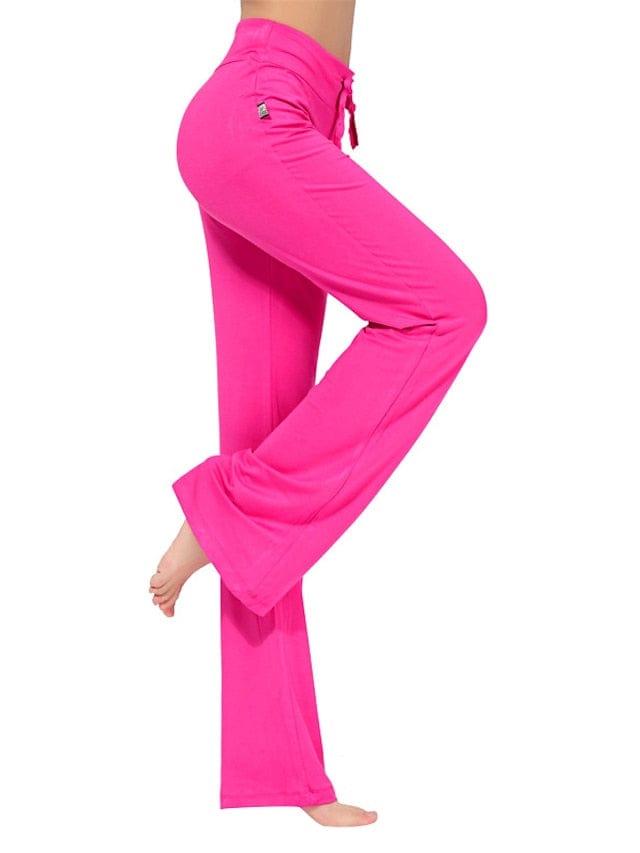 Flare Leg Yoga Pants for Women in White and Black with Drawstring