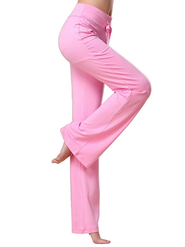 Flare Leg Yoga Pants for Women in White and Black with Drawstring