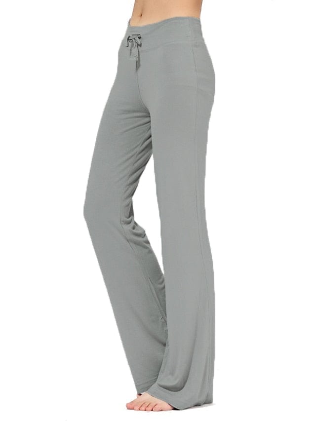 Flare Leg Yoga Pants for Women in White and Black with Drawstring