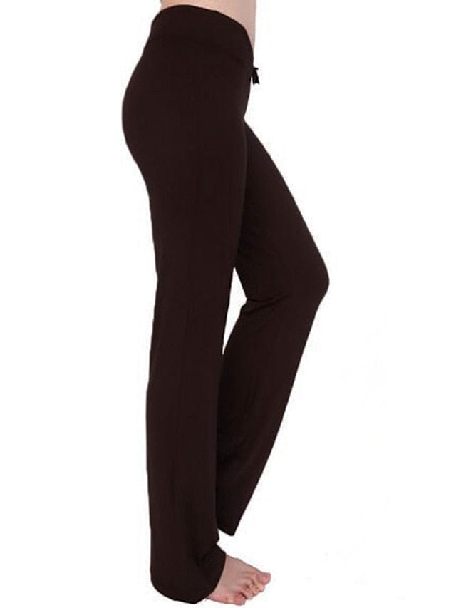 Flare Leg Yoga Pants for Women in White and Black with Drawstring