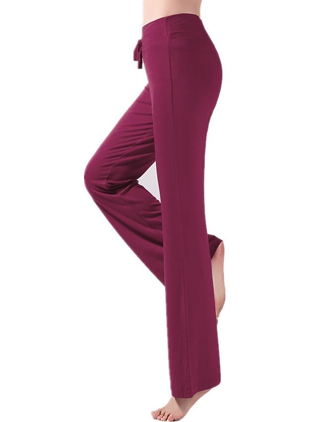 Flare Leg Yoga Pants for Women in White and Black with Drawstring