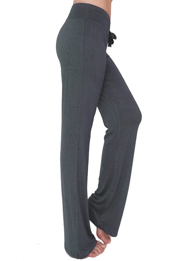 Flare Leg Yoga Pants for Women in White and Black with Drawstring