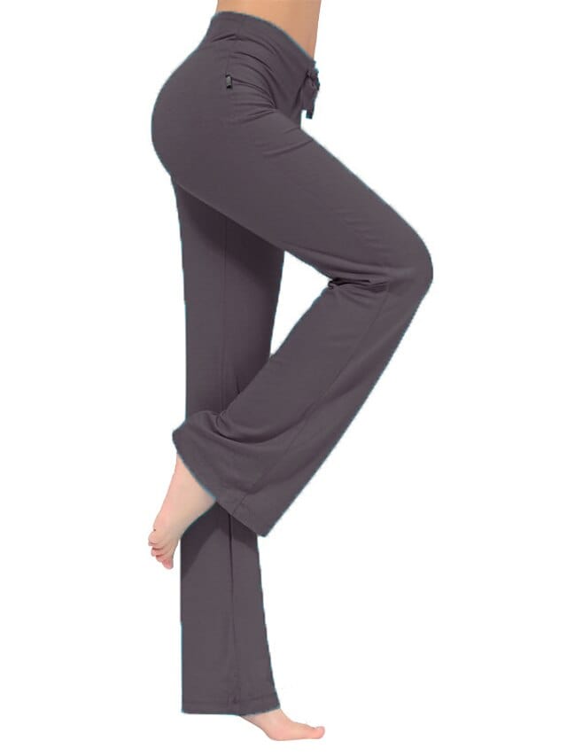 Flare Leg Yoga Pants for Women in White and Black with Drawstring