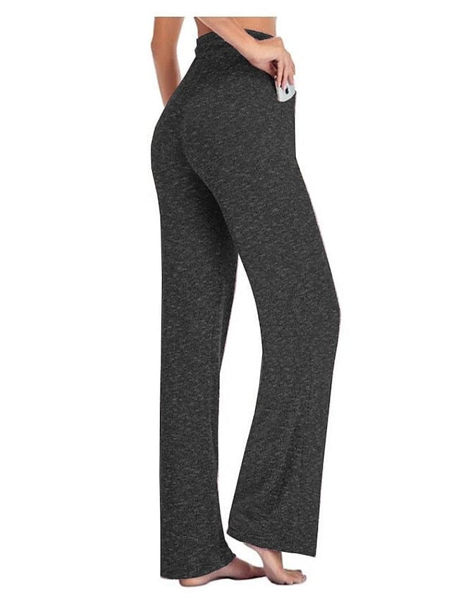 Women's High Waist Yoga Pants with Side Pockets - Dark Grey Watermelon Red Black