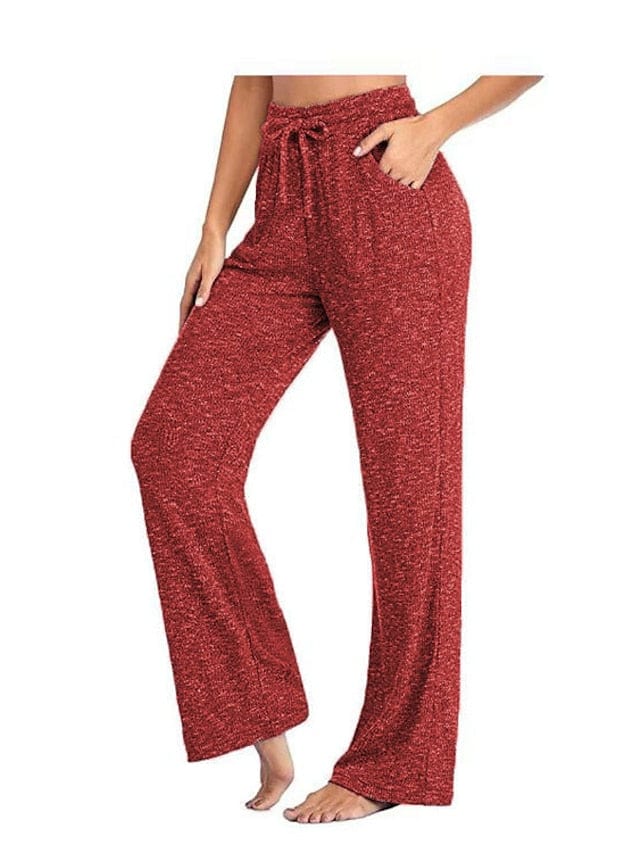 Women's High Waist Yoga Pants with Side Pockets - Dark Grey Watermelon Red Black