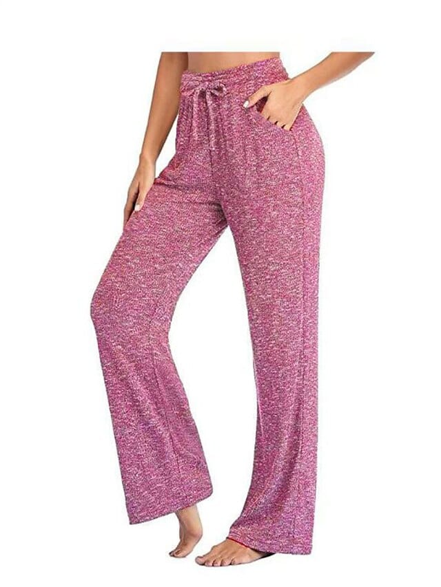 Women's High Waist Yoga Pants with Side Pockets - Dark Grey Watermelon Red Black